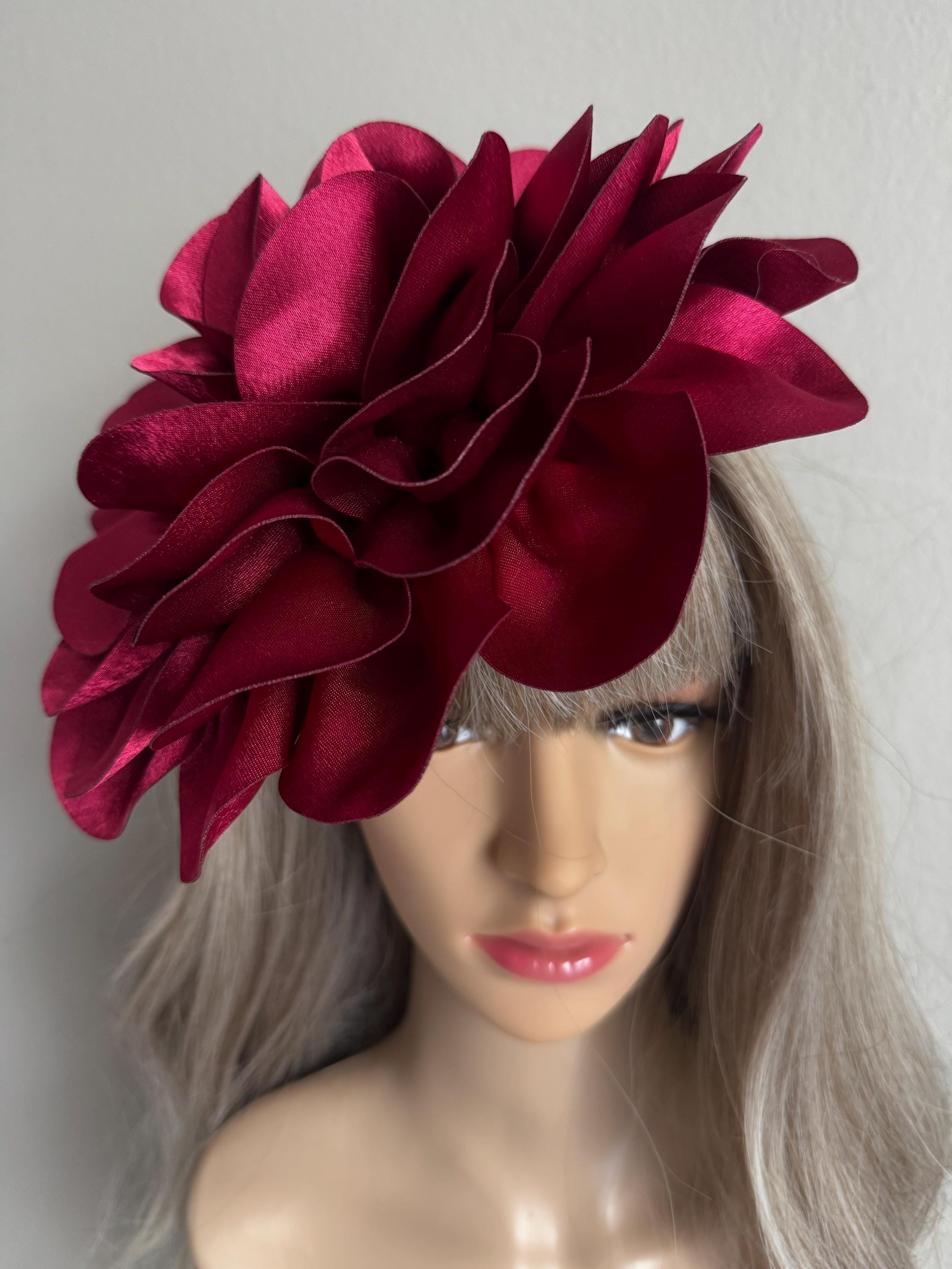 Red Floral Rose Fascinator Headband Kentucky Derby Ready Tea Garden Church Hat il_fullxfull.6684026940_mj93.jpg main image 4