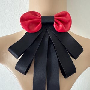 Red brooch bow tie red black bow necktie oversize red bowtie woman accessories Xmas gift