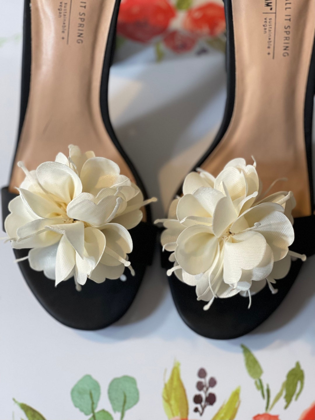 Bridal Ivory Flower Shoes Clip Flower Shoe Bow Clips Bride Etsy