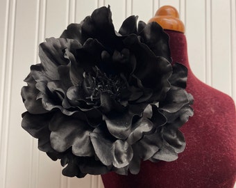 Large black flower brooch black flower hair clip flower  pin  brooch  large black flower  pin women’s accessoy large black flower size 6.5”