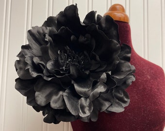 Large black flower brooch black flower hair clip flowers pins brooches large flower large brooch women’s accessories large  6” black flower