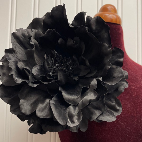 Large black flower brooch black flower hair clip flowers pins brooches large flower large brooch women’s accessories large  6” black flower