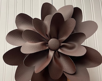 Oversized brown leather brooch pin faux brown flower pin shoulder corsage large pin flower brooch brown flower brooch pin women’s wedding