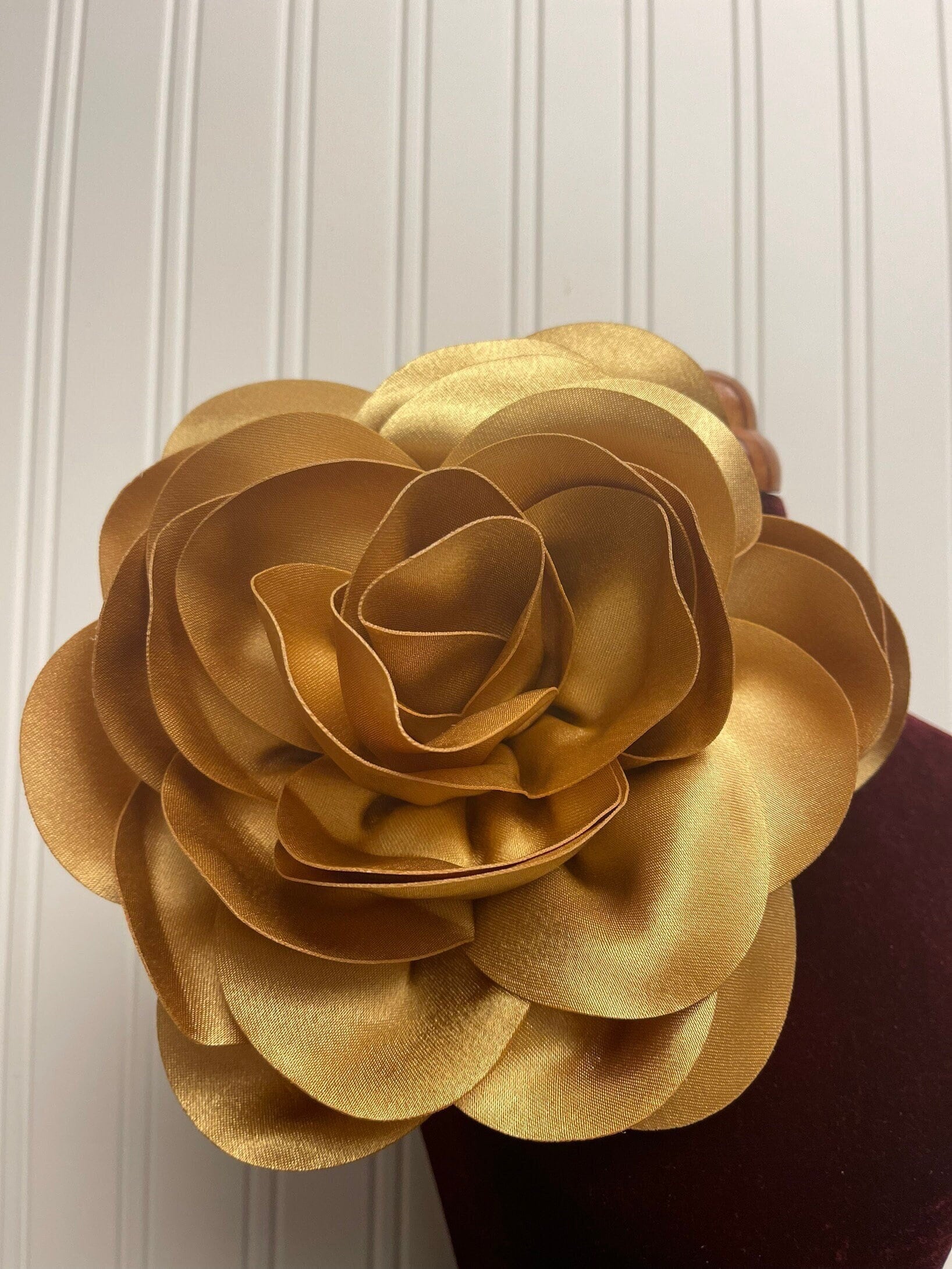 Large Gold Silk Flower Brooch Pin Gold Flower Flower Pin Hair Clip Large Gold  Pin Flower Womens Flower Brooch Accessories Gifts Size 8 