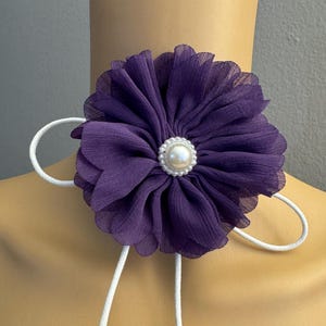 Elegant purple choker necklace purple floral fabric neck tie necklace for women  bohemian flower choker accessory gifts for her choker