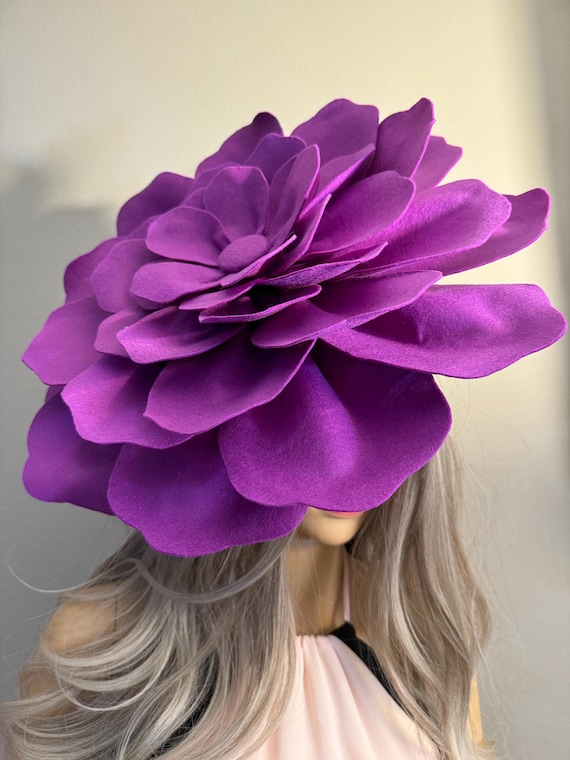 Large Purple Flower Fascinator: Kentucky Derby Hat, Tea  display picture 3