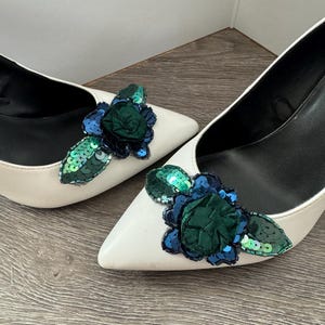Green floral shoe clips women shoe clip shoe accessories bridal shoe clip prom shoe clips shoe jewelry green shoe accessories gifts for her image 3