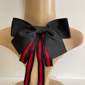 Black red ribbon neck bow tie brooch women’s necktie bow black bow tie for woman bow brooch accessories gifts for her necktie for women
