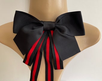 Black red ribbon neck bow tie brooch women’s necktie bow black bow tie for woman bow brooch accessories gifts for her necktie for women