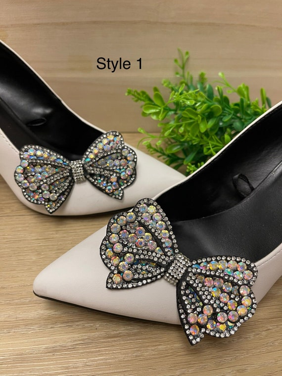 Sparkly Bow Shoe Clips Rhinestone Shoe Clips Rhinestone Shoe Jewels Shoe  Clips Sparkly Shoe Jewels Party Shoe Clips Bridal Shoe Clip Ons 