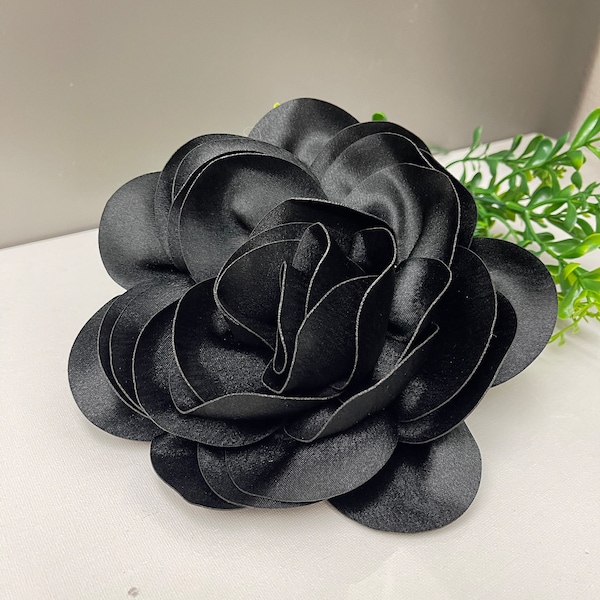 Large black silk flower brooch large flower brooch lack rose brooch women’s accessories wedding accessories Xmas gifts large black flower