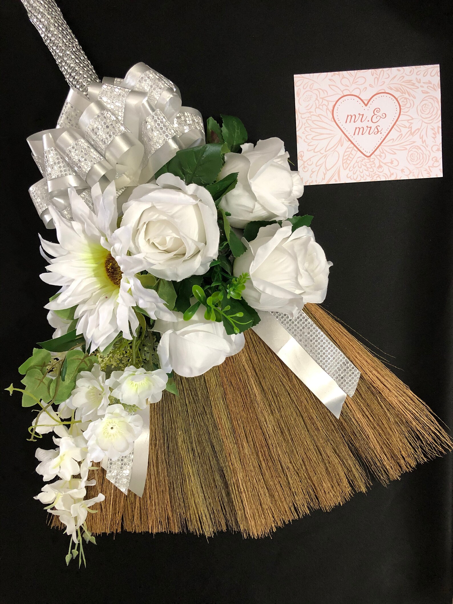 White flower wedding broom broom for jumping wedding broom Etsy