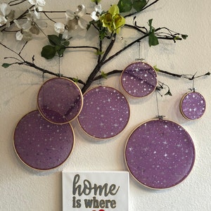 Decorazione da parete a forma di stella viola, arte da parete, arazzo, decorazioni da parete a forma di stella, rivestimento murale viola, arredamento boho, soggiorno, arredamento moderno