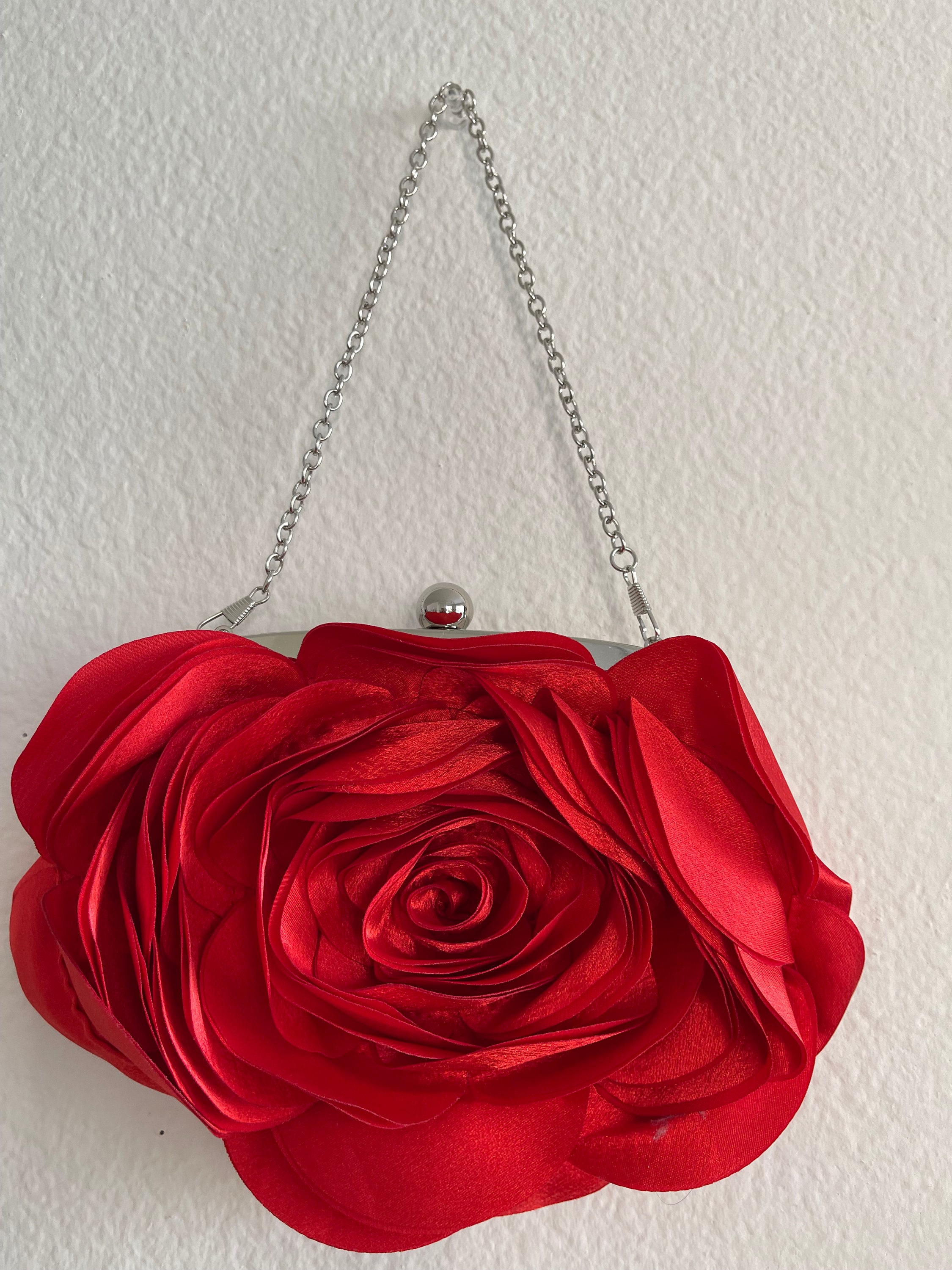 Rose Straw Crossbody Chain Evening Clutch Bag for Women Ladies Woven Straw Clutch Bag With Chain Strap | Summer  main image 2