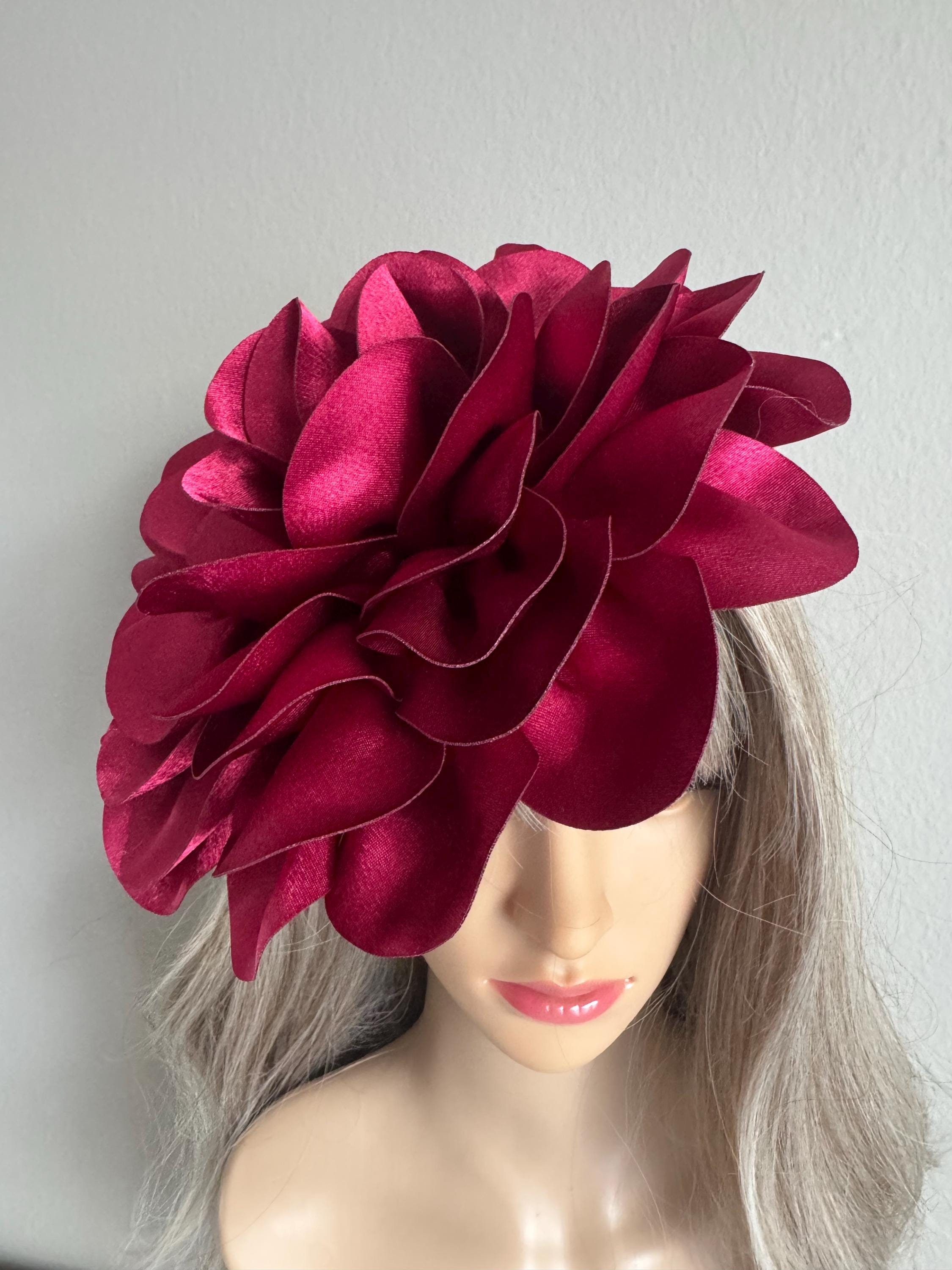 Red Flower Fascinator Hat Red Derby Kentucky Flower  display picture 2