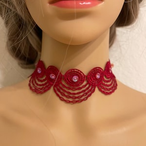 Valentine red  choker boho choker choker for her valentines gifts  womens jewelry accessories gifts for her ribbon choker