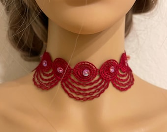 Valentine red  choker boho choker choker for her valentines gifts  womens jewelry accessories gifts for her ribbon choker