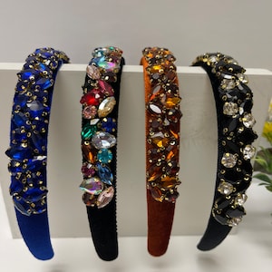 Elegant luxury rhinestone jeweled beaded headband womens wedding hair accessories crystal beaded hair bands bling headband headpiece