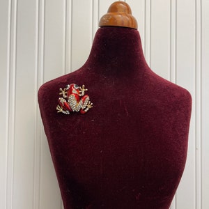 Frog brooch pin attractive vintage frog brooch rhinestone frog pin brooch pin for suit women’s brooch pin accessories gifts for her size 1”