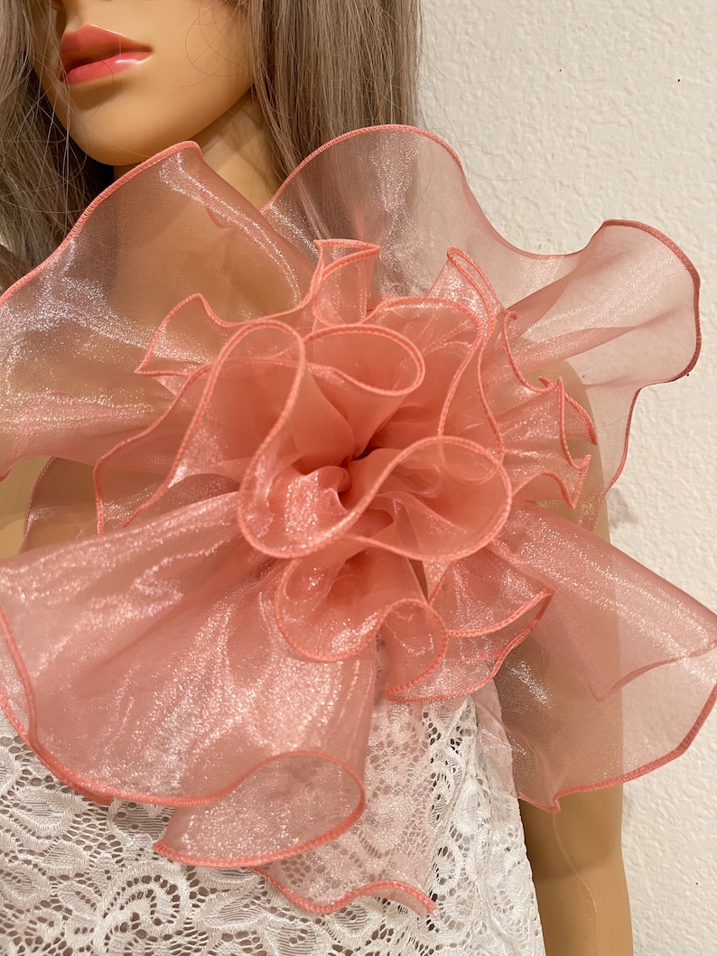 Large Pink Flower Brooch Pins Oversized Organza Flower Brooch Etsy