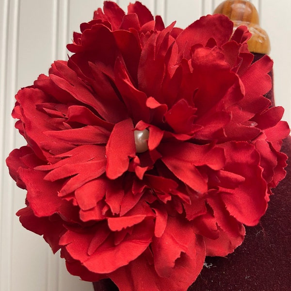 Red flower brooch pin shoulder corsage red flower pin women’s flower brooch pin wedding accessories women’s accessory flower brooch size 5”