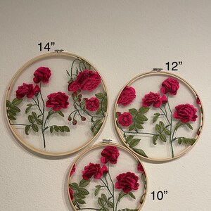 Red Rose Embroidery Hoop Wall Art, Boho Floral Decor - Etsy
