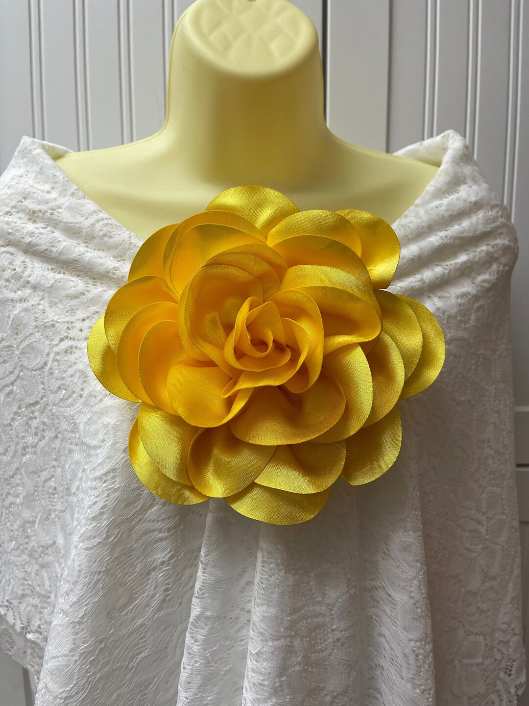 Yellow Silk Flower Brooch Large Yellow Flower Brooch Large Etsy