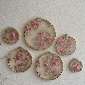 Embroidery Hoop Wall Decor: Pink Floral Wall Art - Etsy