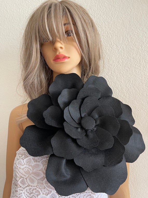 Large Black Flower Brooch Black Flower Hair Clip Flowers Pins