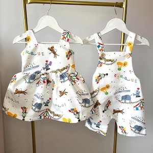 White Carnival, Circus Birthday Party Boy Overall, Romper, Costume, Party Set, First Birthday, Twins Set, Siblingset, Brother&Sister