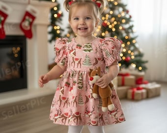 pink christmas tree dress Pink Christmas Tree Smocked Dress