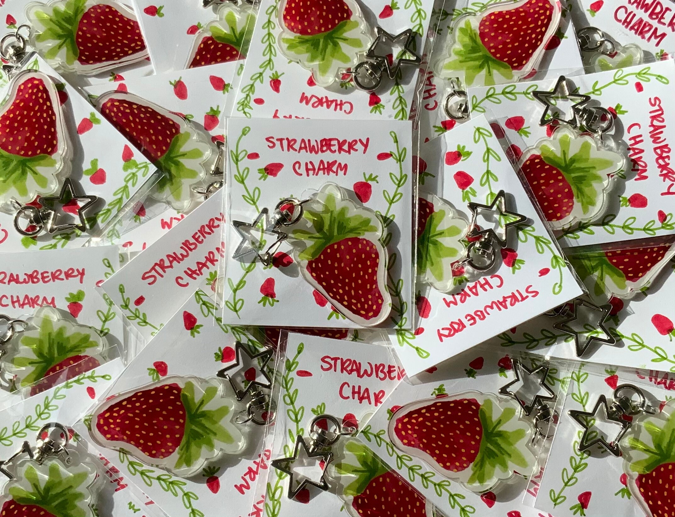 Strawberry Keychain Charm Etsy