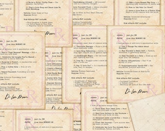 Valentine Prescriptions, Printable Junk Journal Ephemera, Grunge, Craft Kit Scraps, Vintage, Valentine&#39;s Day, Fussy Cut, Digital Download