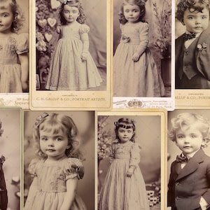 Valentine Cuties Junk Journal Image Pack, 12 variety Vintage Portrait Cabinet Cards, Digital, Printable Ephemera, Collage Sheet 8.5x11