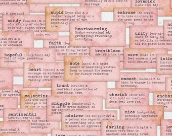 Valentine Dictionary Words, Printable Junk Journal Ephemera, Grunge, Craft Kit Scraps, Vintage, Valentine&#39;s Day, Fussy Cut, Digital Download