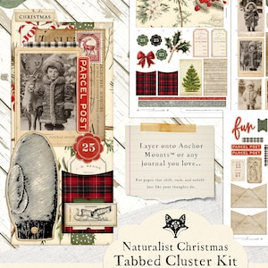 Tabbed Cluster Kit™ – Naturalist Christmas | Printable Junk Journal Tags, Envelopes & Ephemera | Vintage Collage Layers Download