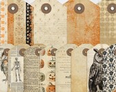 Naturalist Halloween Junk Journal Tags, Vintage Halloween Extras Pack, Digital, Printable Ephemera, Paper Craft, Collage Sheet 8.5x11