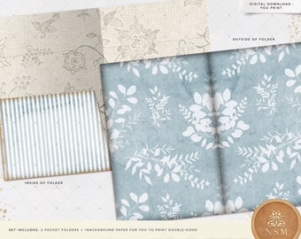 Junk Journal, Shabby Grunge, Pocket Folder, Neutral, Ephemera, Farmhouse, Digital, Download, Junk Journal Kit, Printable Folders, Journaling