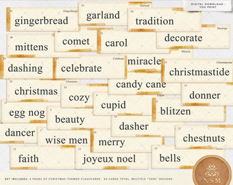 84-Mega Pack Christmas Flashcards, Antiqued, Winter, Traditional, Junk Journal Kit, Ephemera, Tag, Printable, Vintage, Digital Download