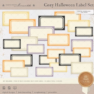 Halloween Junk Journal Labels, Vintage Printable Labels, Junk Journal Kit, Ephemera, Cozy Halloween, Printable, Vintage, Digital Download