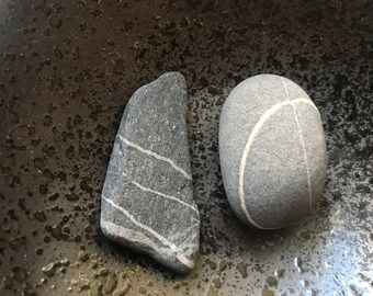 Ocean Wishing Stones Natural Stripe Flat Sea Stones 10 Striped Beach Rocks DIY Craft Pebbles