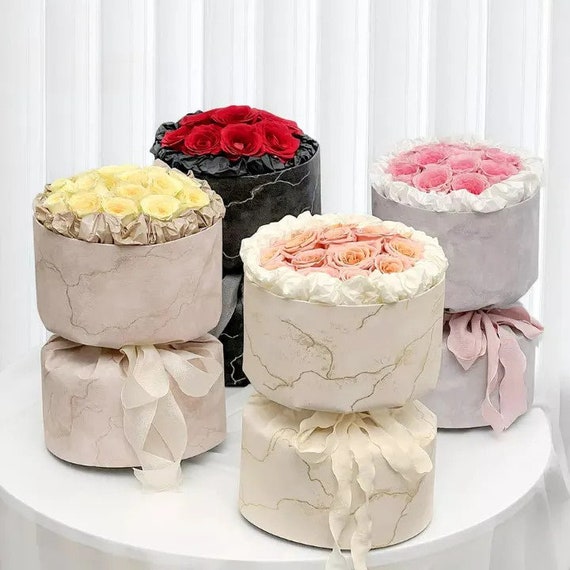Marble Diy Circular Flower Bouquet Wrapping Paper 3 Sets/bag 