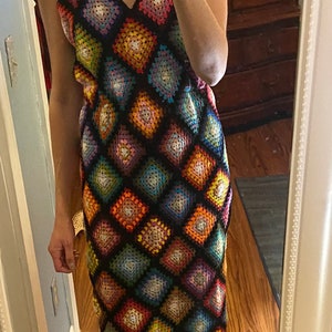 Embroidery floss granny square crochet dress