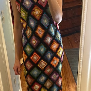 Embroidery floss granny square crochet dress