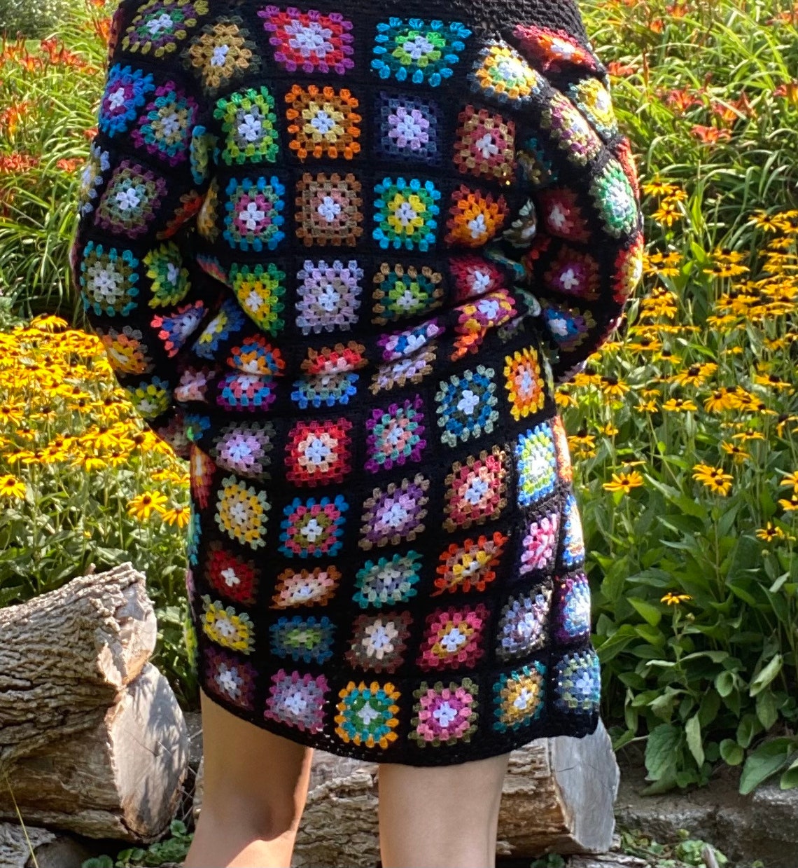 Embroidery floss granny square cardigan crochet clothing with Etsy