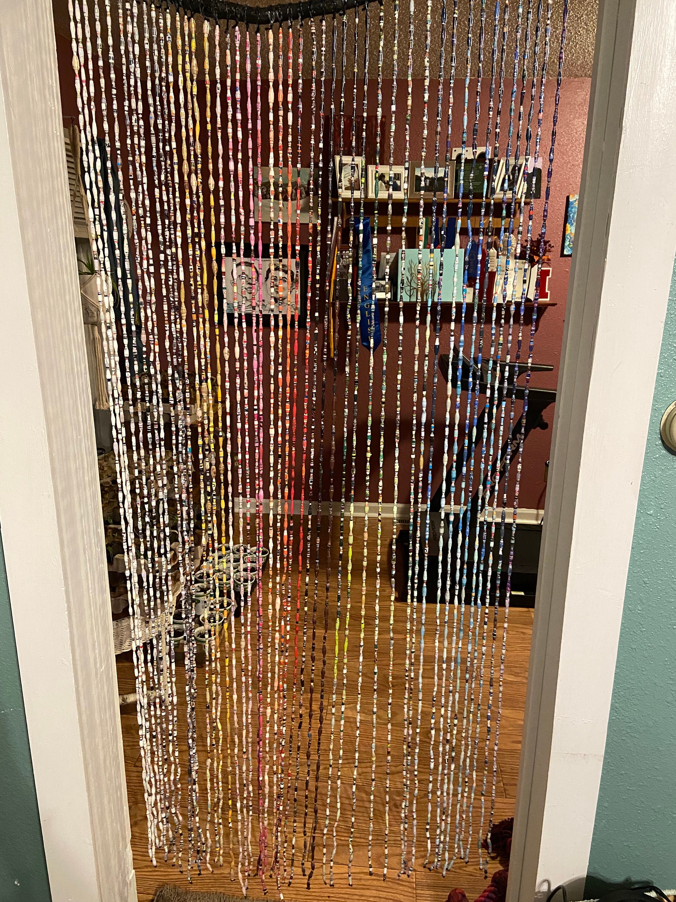 Recycled material beaded curtain Etsy