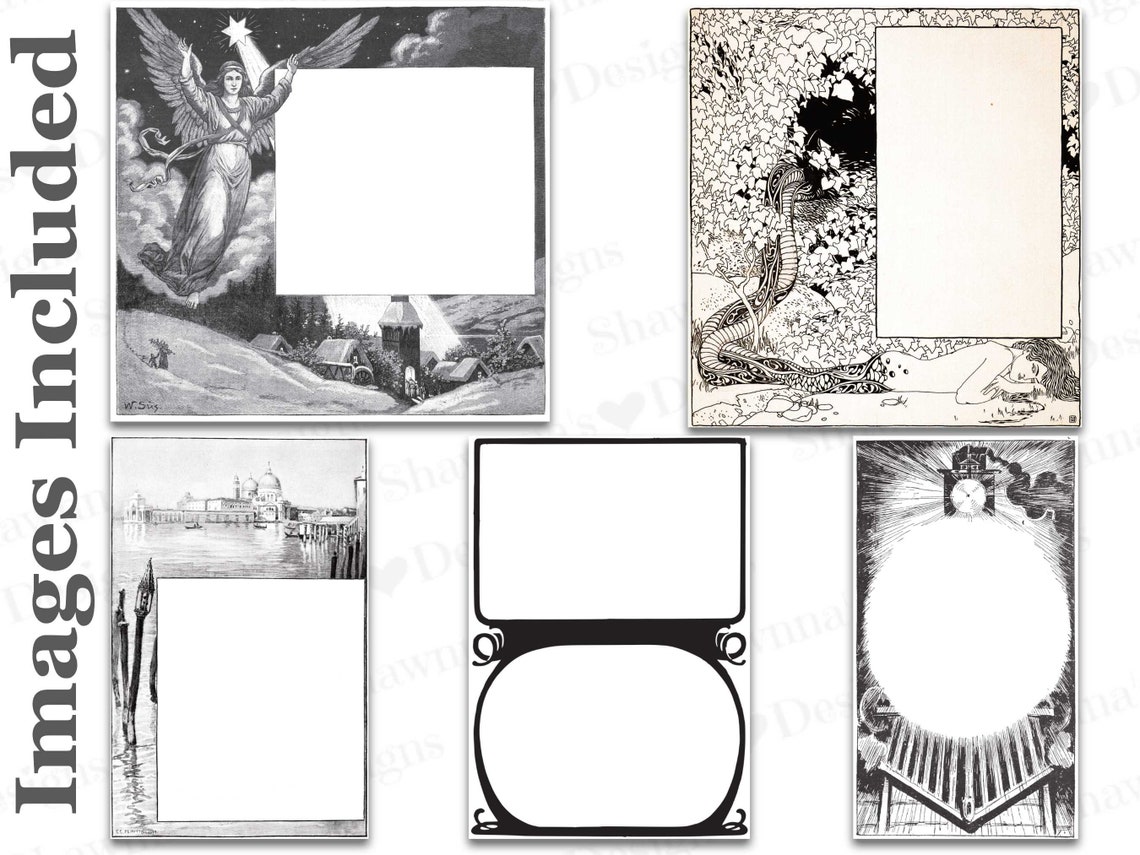 Rustic Title Frame Antique Art Title Page Frames - Clip Art Set – Volume 1 - KDP Interior ...