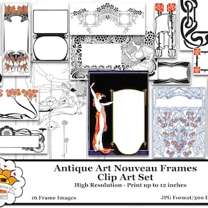 Antique Art Nouveau Frames - Clip Art Set - KDP Bundle