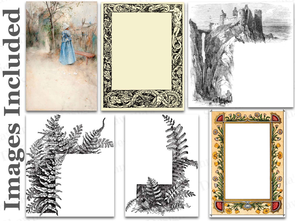 Rustic Title Frame Antique Art Title Page Frames - Clip Art Set – Volume 1 - KDP Interior ...