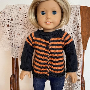 18 inch doll clothes, 18 inch Halloween doll clothes, Halloween Sweater, Doll Sweater, Doll Cardigan
